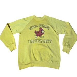 Vintage 80s Iowa State University Sweatshirt Yellow Russell Athletic USA VR